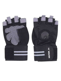 Vector X Fitness Gloves (RIGOUR Series, Black) | Multi-Sport Gym, Weight Lifting & Cycling Gloves