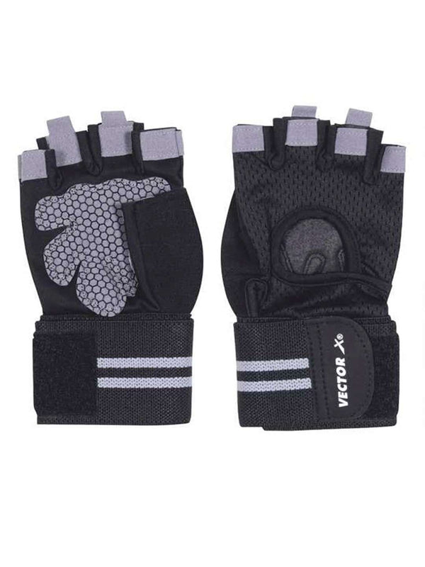 Vector X Fitness Gloves (RIGOUR Series, Black) | Multi-Sport Gym, Weight Lifting & Cycling Gloves