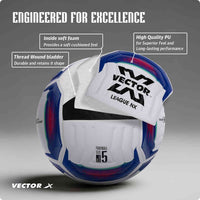 Vector X League NX Thermo Bonded PU Football (Size 5) | Water-Resistant Match & Training Soccer Ball