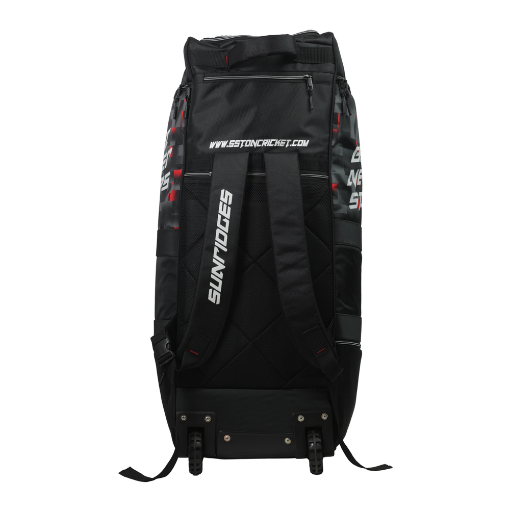 SS Alfa Cricket Kit Bag - Black | Wheelie Bag with 2 Bat Compartments