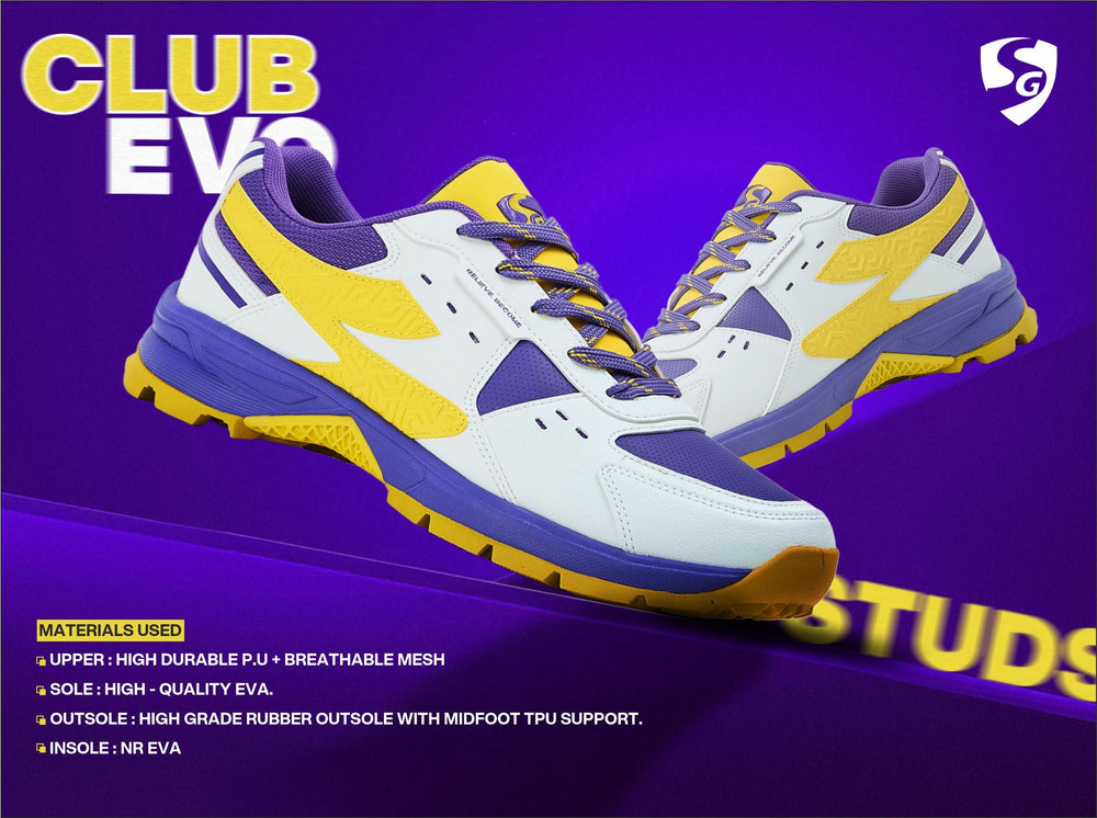 SG Club Evo Cricket Shoes Rubber | Lightweight Cricket Shoes with Rubber Outsole, EVA Cushioning & Breathable Mesh Upper - Best Price online Prokicksports.com
