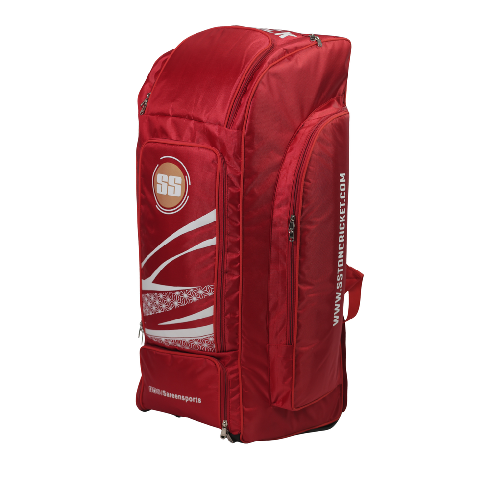 SS Attack Wheelie Duffle Kitbag - Red | Large Cricket Kit Bag with 2 Bat Compartments