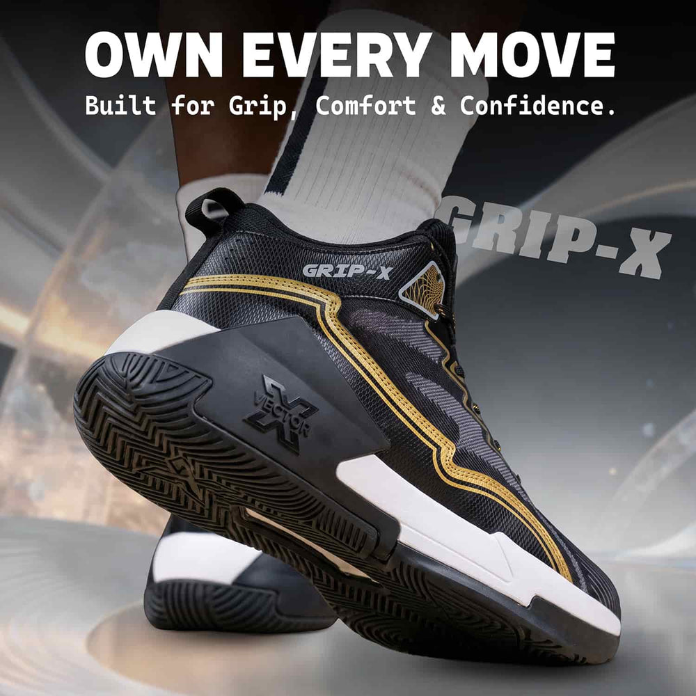 Vector X Grip X Basketball Shoes | High-Top Basketball Shoes with EVA Cushioning, Anti-Slip Rubber Outsole & Breathable Mesh Upper - Best Price online Prokicksports.com