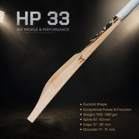 SG HP 33 English Willow Cricket Bat - SH | Y1 Grade Willow with Harrow Size, Thick Edges & Lightweight Power