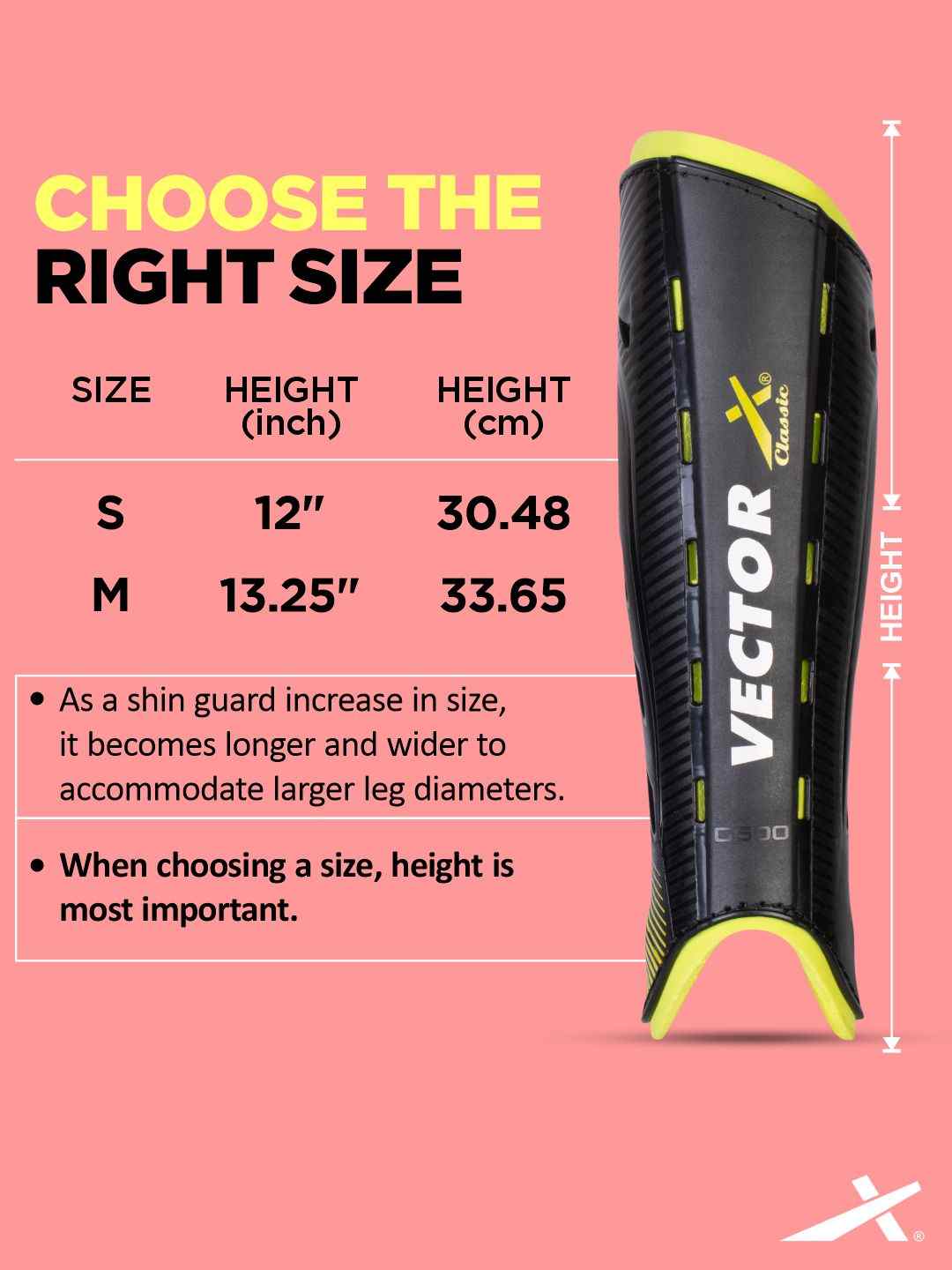 Vector X Classic Hockey Shin Guard (Black/Neon Green) | Field Hockey Leg & Ankle Guards for Junior & Senior Players