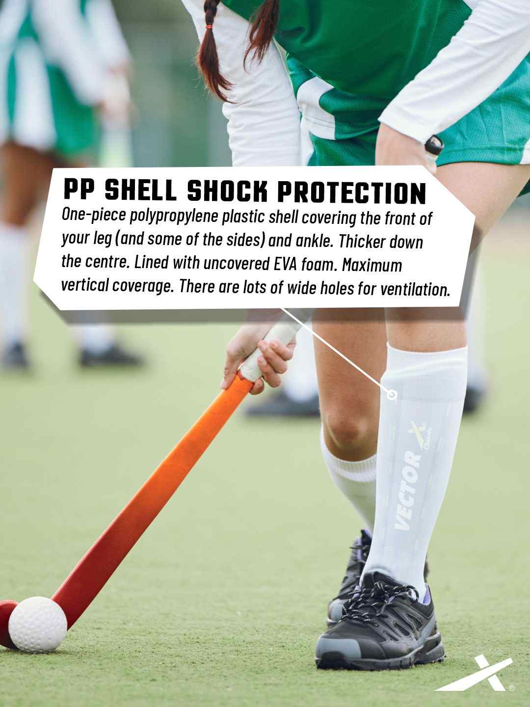 Vector X Classic Hockey Shin Guard (Black/Neon Green) | Field Hockey Leg & Ankle Guards for Junior & Senior Players