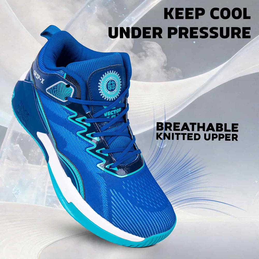 Vector X Grip X Basketball Shoes | High-Top Basketball Shoes with EVA Cushioning, Anti-Slip Rubber Outsole & Breathable Mesh Upper - Best Price online Prokicksports.com