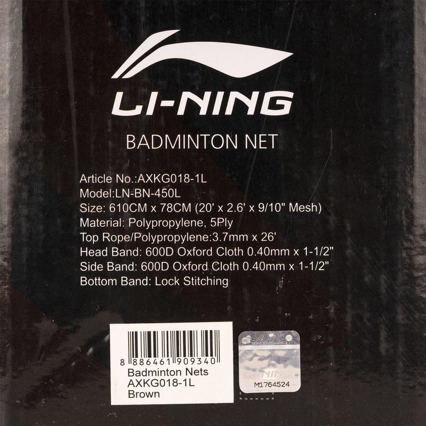 Li-Ning BN 450L Polypropylene Badminton Net, Brown - Best Price online Prokicksports.com