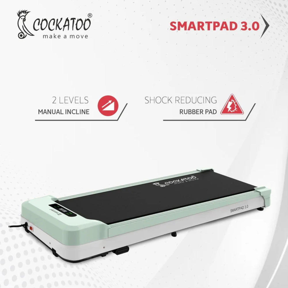 Cockatoo Smartpad 3.0 Walkpad White/Green | Compact Smart Walking Pad for Home Fitness | Space-Saving Cardio Solution - Best Price online Prokicksports.com