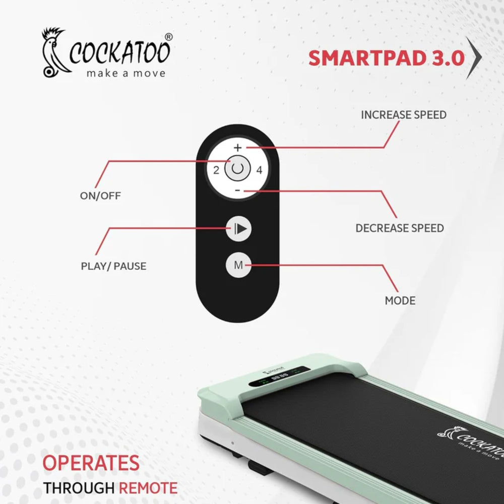 Cockatoo Smartpad 3.0 Walkpad White/Green | Compact Smart Walking Pad for Home Fitness | Space-Saving Cardio Solution - Best Price online Prokicksports.com