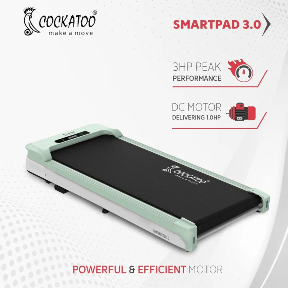 Cockatoo Smartpad 3.0 Walkpad White/Green | Compact Smart Walking Pad for Home Fitness | Space-Saving Cardio Solution - Best Price online Prokicksports.com