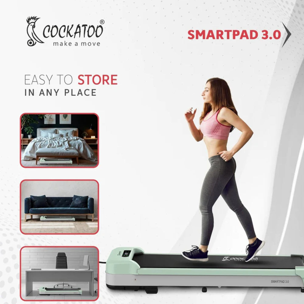 Cockatoo Smartpad 3.0 Walkpad White/Green | Compact Smart Walking Pad for Home Fitness | Space-Saving Cardio Solution - Best Price online Prokicksports.com