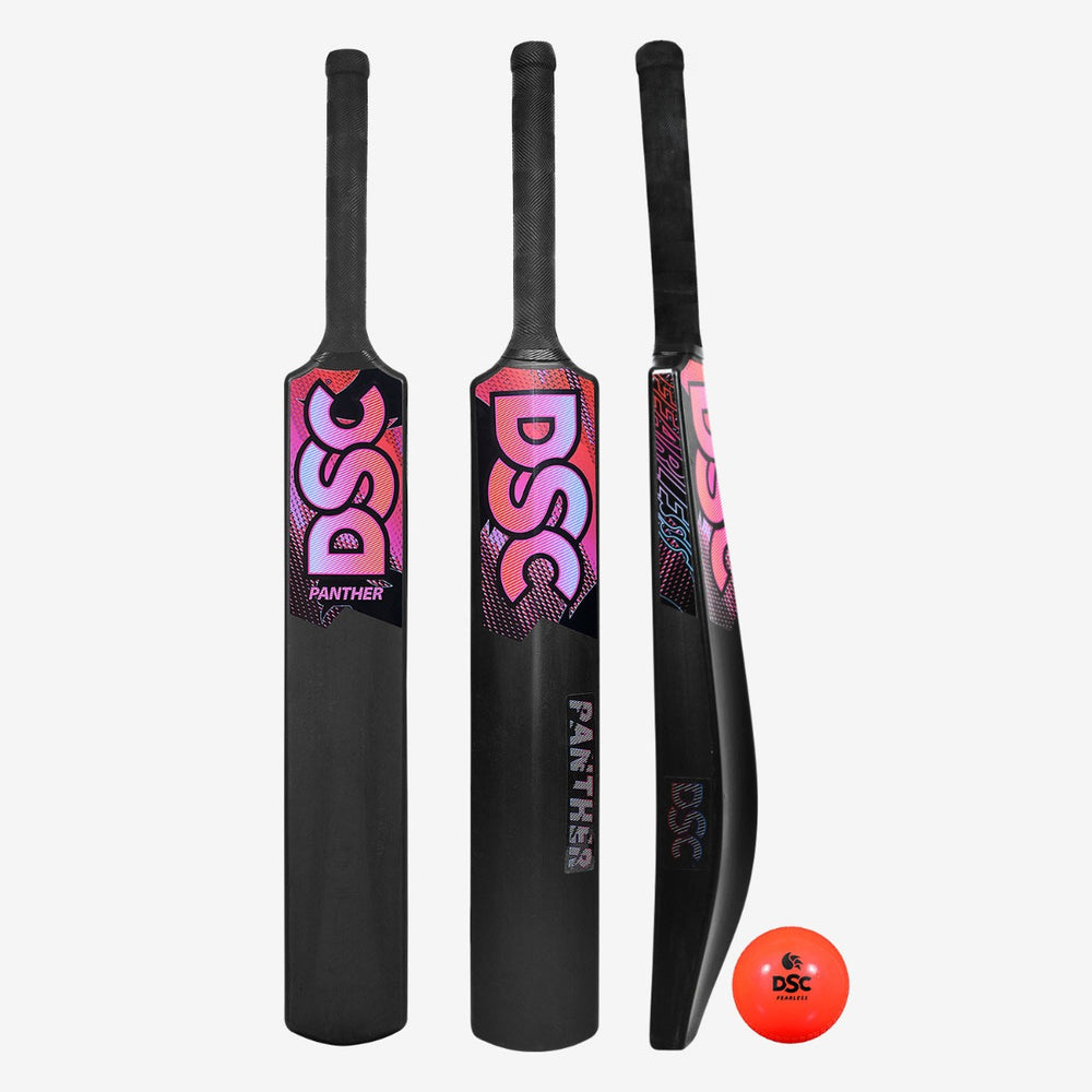DSC Panther Plastic Cricket Bat - SH | All-Weather Plastic Bat, Ergonomic Grip | Black