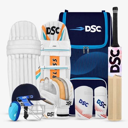 DSC Target Premium Kashmir Willow Cricket Kit with Helmet | Complete Cricket Kit with Bat, Batting Gear & Protective Equipment