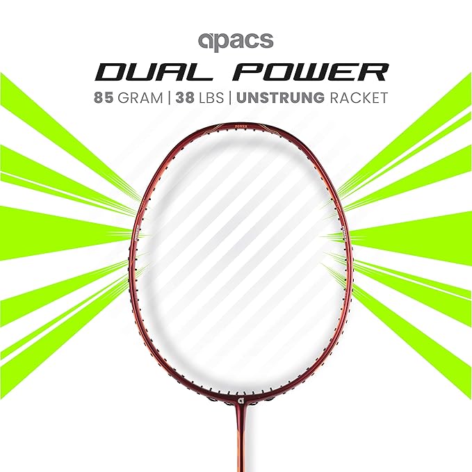Apacs Dual Power Speed Badminton Racquet – Unstrung, Lightweight Graphite Frame, High Tension Support, Power & Speed Balance, With Cover Included - Best Price online Prokicksports.com