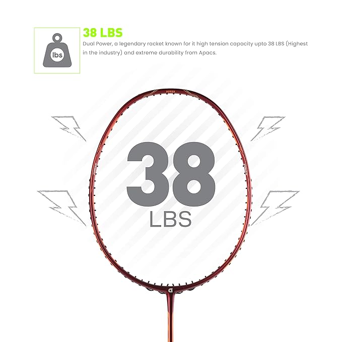 Apacs Dual Power Speed Badminton Racquet – Unstrung, Lightweight Graphite Frame, High Tension Support, Power & Speed Balance, With Cover Included - Best Price online Prokicksports.com