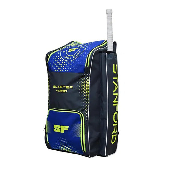 SF Blaster 4000 Large Duffle Cricket Kit Bag for Men – Spacious Blue Yellow Sports Gear Travel Storage Bag