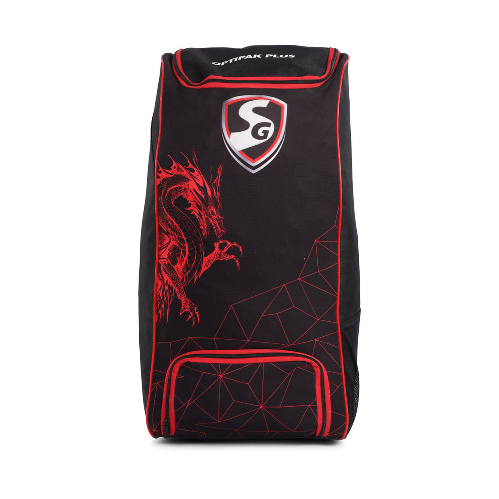SG Dragon Optipak Plus Wheelie Cricket Kitbag- Large Black/Red | Spacious & Durable with Smooth Wheels for Easy Transport