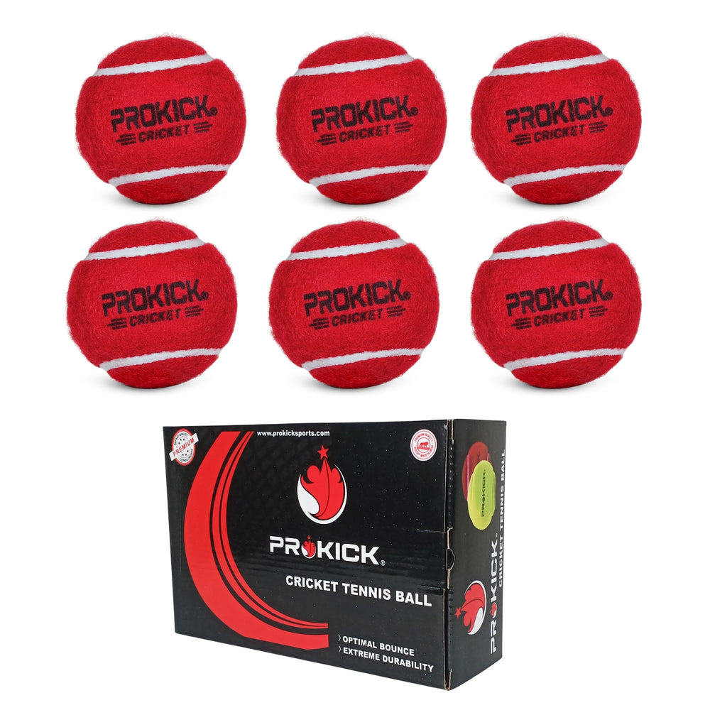 Prokick Heavy Weight Cricket Tennis Ball, Red - 30 Box (6 Balls Per Box) - Best Price online Prokicksports.com