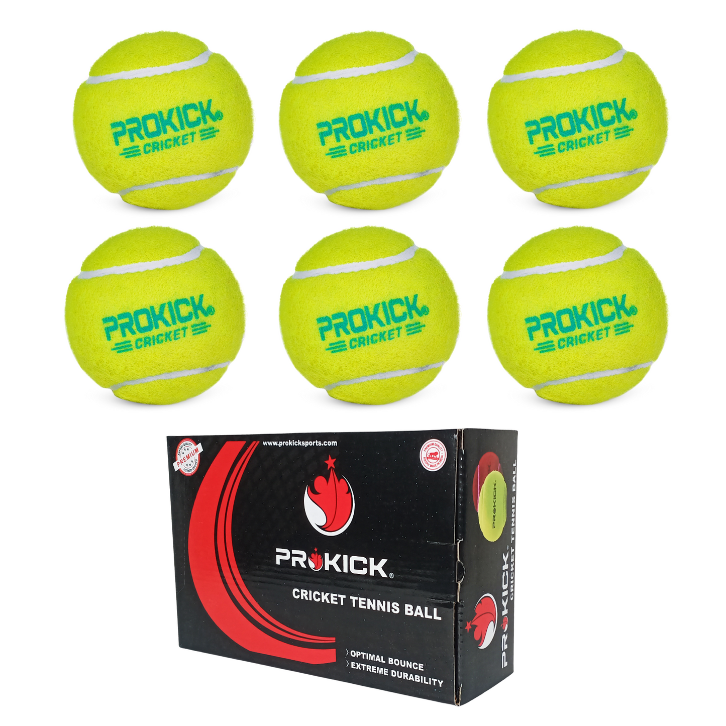 Prokick Cricket Tennis Ball, Yellow (Pack of 6) - Best Price online Prokicksports.com