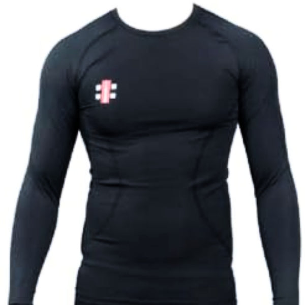 Gray Nicolls GN6 Velocity Compression Full Sleeves Top – Black | Performance Compression Top with Moisture-Wicking Fabric