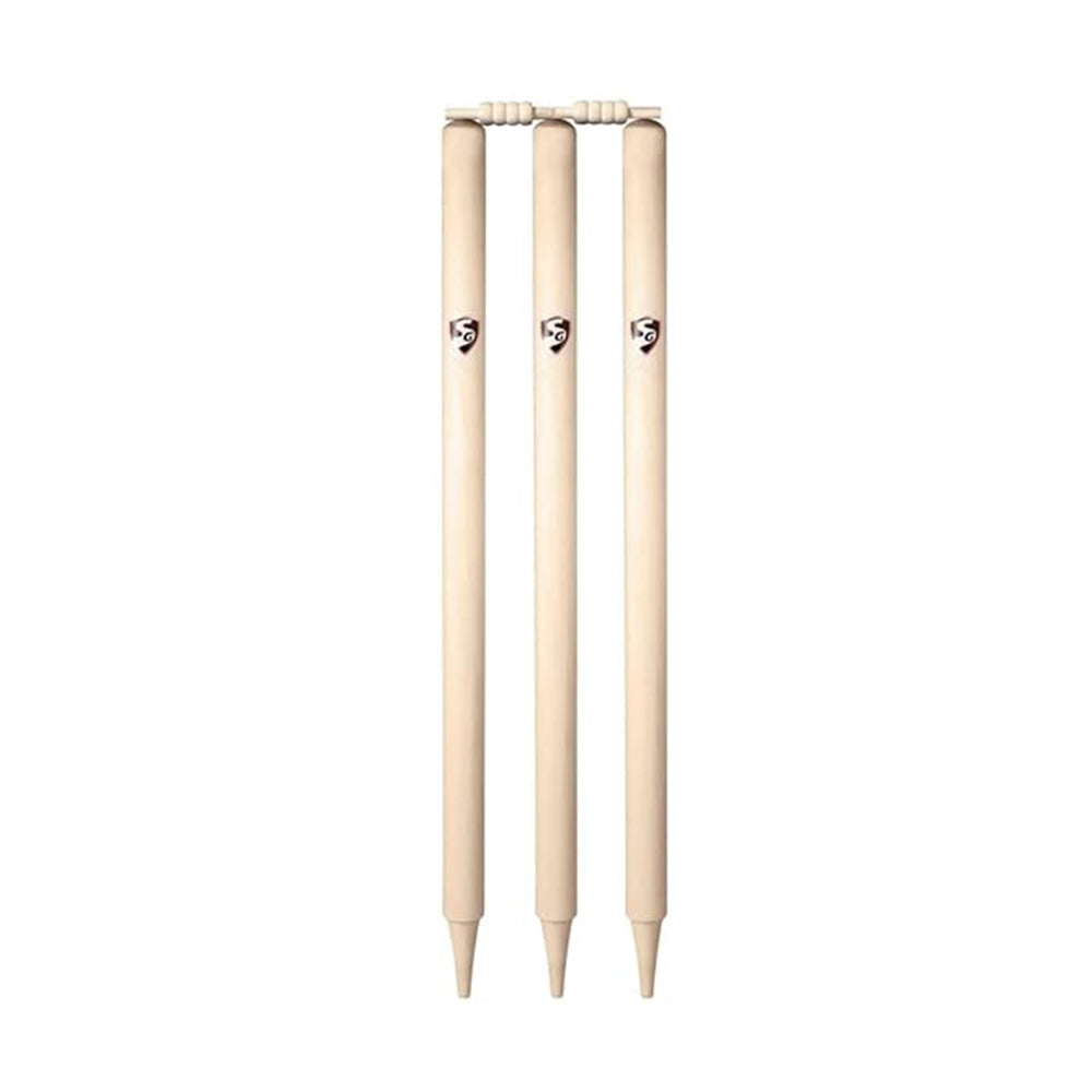SG Tournament Full-Size Cricket Stumps Set- 6 Durable Wooden Stumps with 4 Bails for Professional & Tournament Cricket