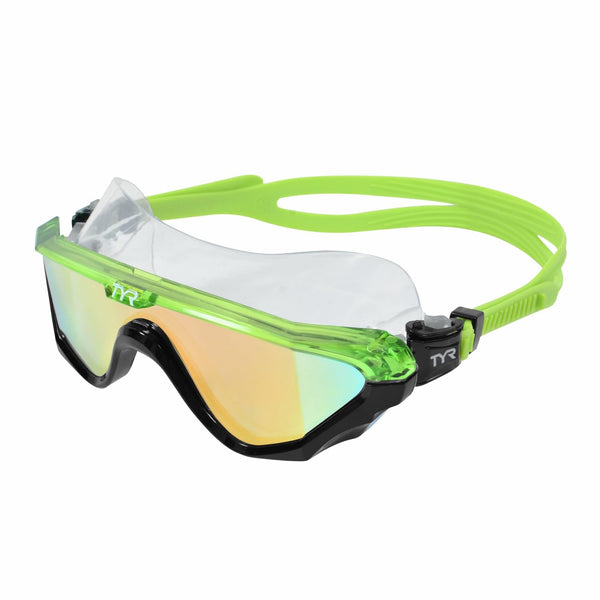 TYR Torrent Mirrored Mask Swimming Goggles, Rainbow/Black