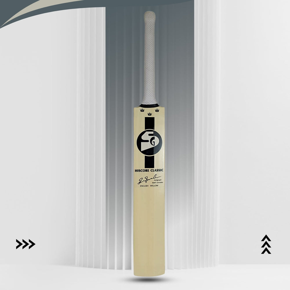 SG Hiscore Classic English Willow Cricket Bat - Size 5 | Thick Edges, Curved Blade & Round Cane Handle