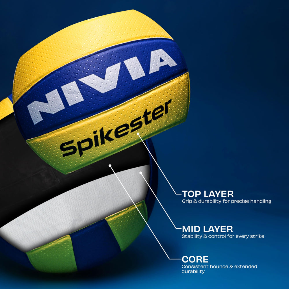 NIVIA Spikester (Encounter) 494 Polypropylene Volleyball (Size 4, Yellow/Blue)