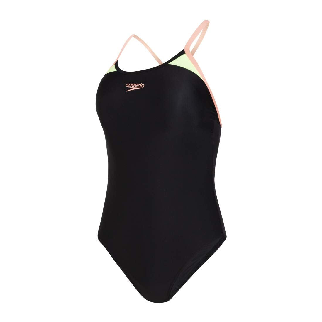 Speedo India 8FS837C729 Thin Strap Racerback Swimsuit(Black/Flash/Bright Zest) - Best Price online Prokicksports.com