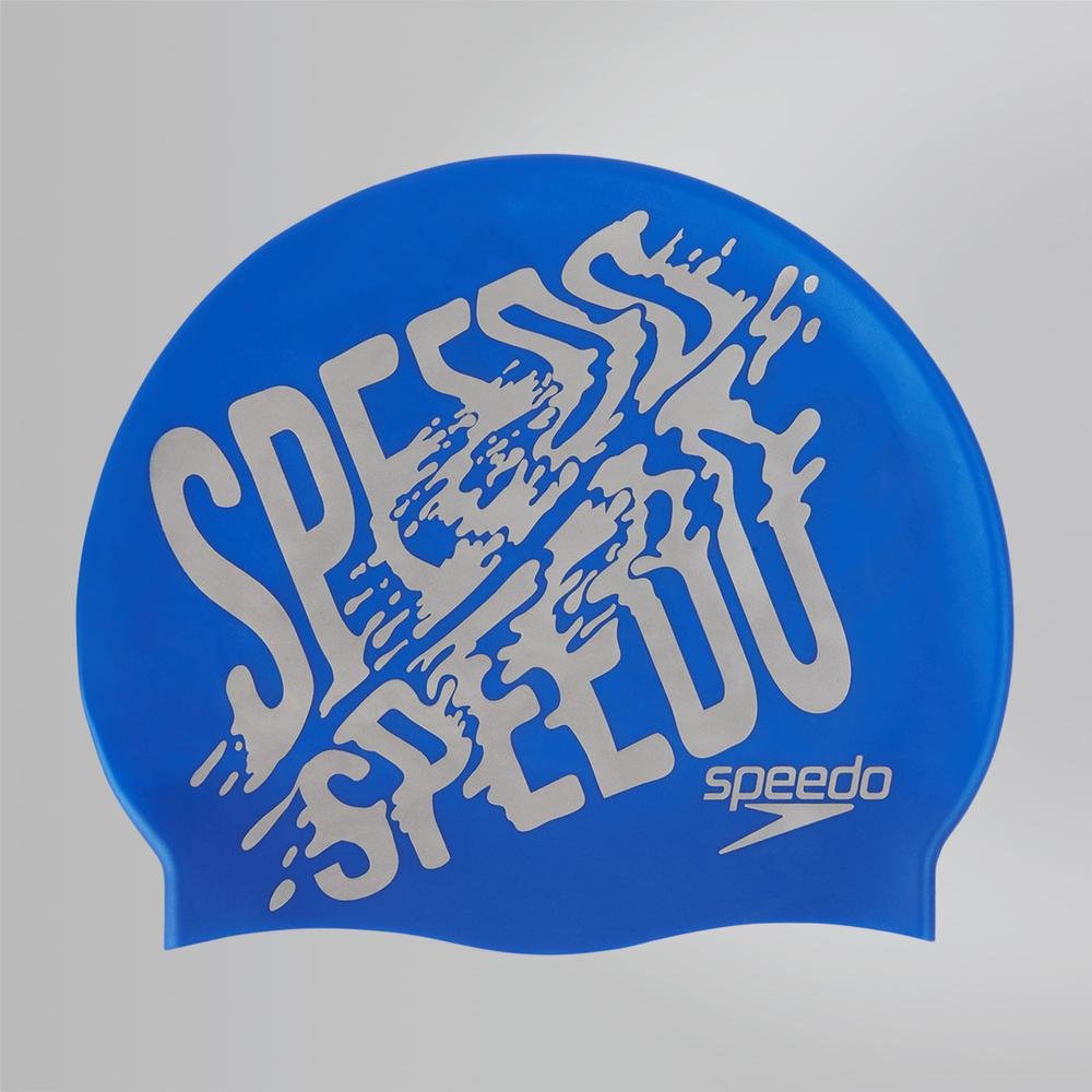 Speedo 808385B957 Blend Slogan Swim Cap (Blue/Silver) - Best Price online Prokicksports.com