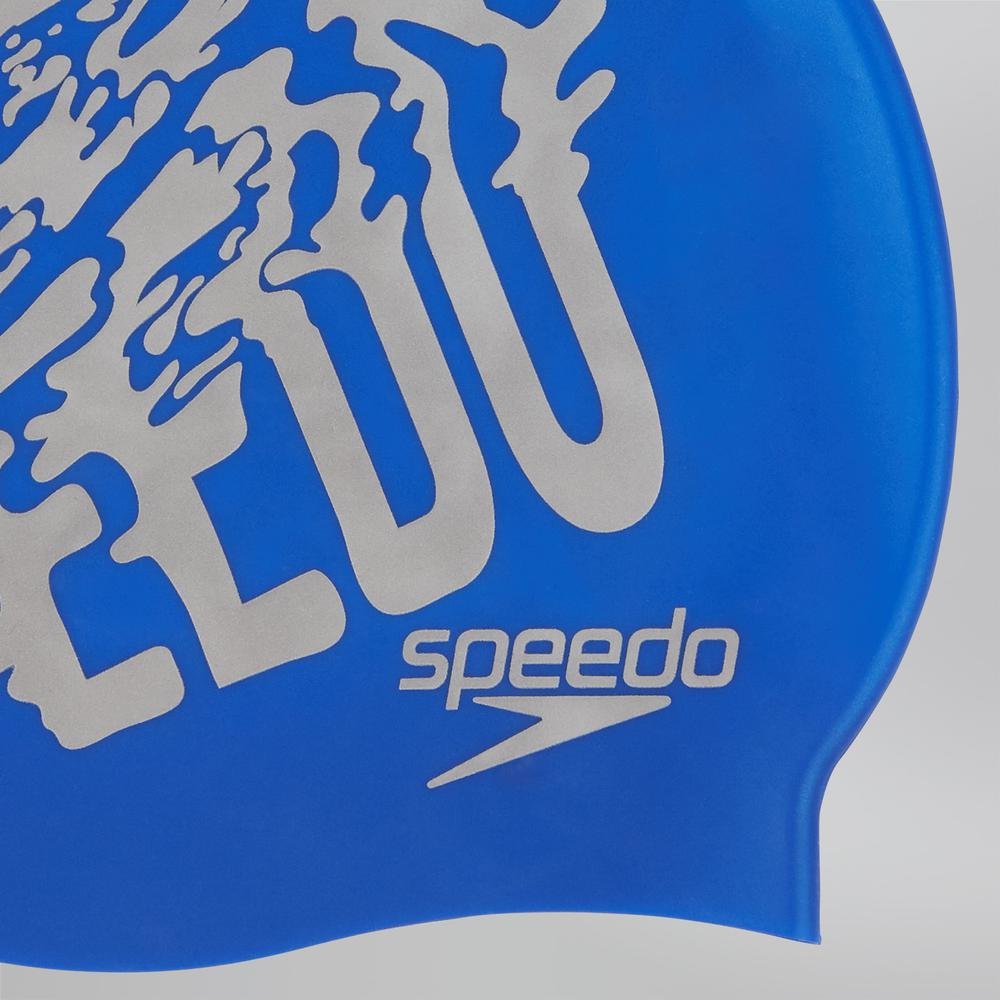 Speedo 808385B957 Blend Slogan Swim Cap (Blue/Silver) - Best Price online Prokicksports.com