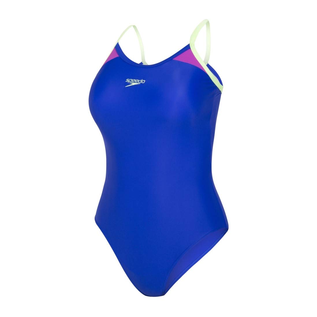 Speedo India 8FS837C777 Thin Strap Racerback Swimsuit (Chroma Blue/Bright Zest/Neon Orchid) - Best Price online Prokicksports.com