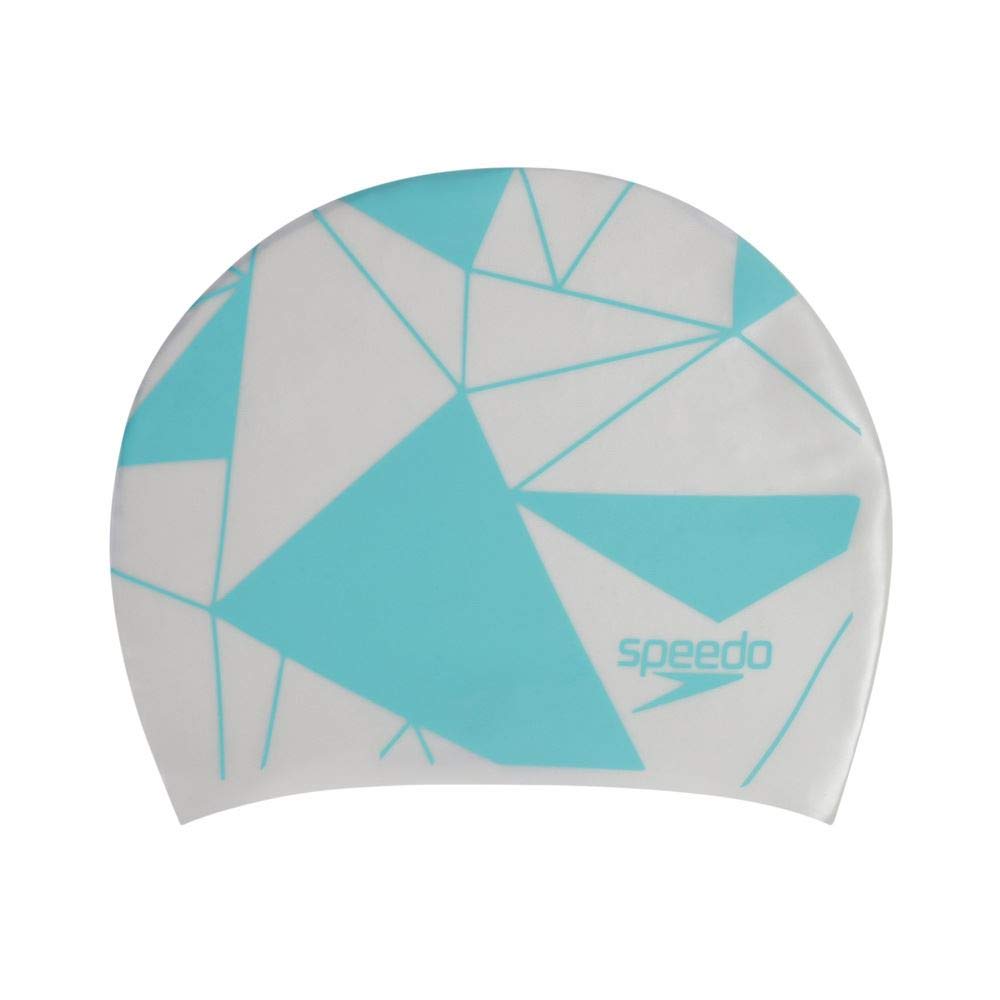 Speedo Printed Long Hair Cap For Unisex-Adult (Size: 1Sz,Color: White/Blue) - Best Price online Prokicksports.com