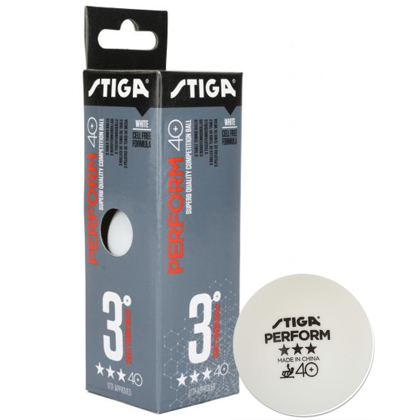 Stiga 32187 Perform 40+Table Tennis Ball Pack of 3 - White - Best Price online Prokicksports.com