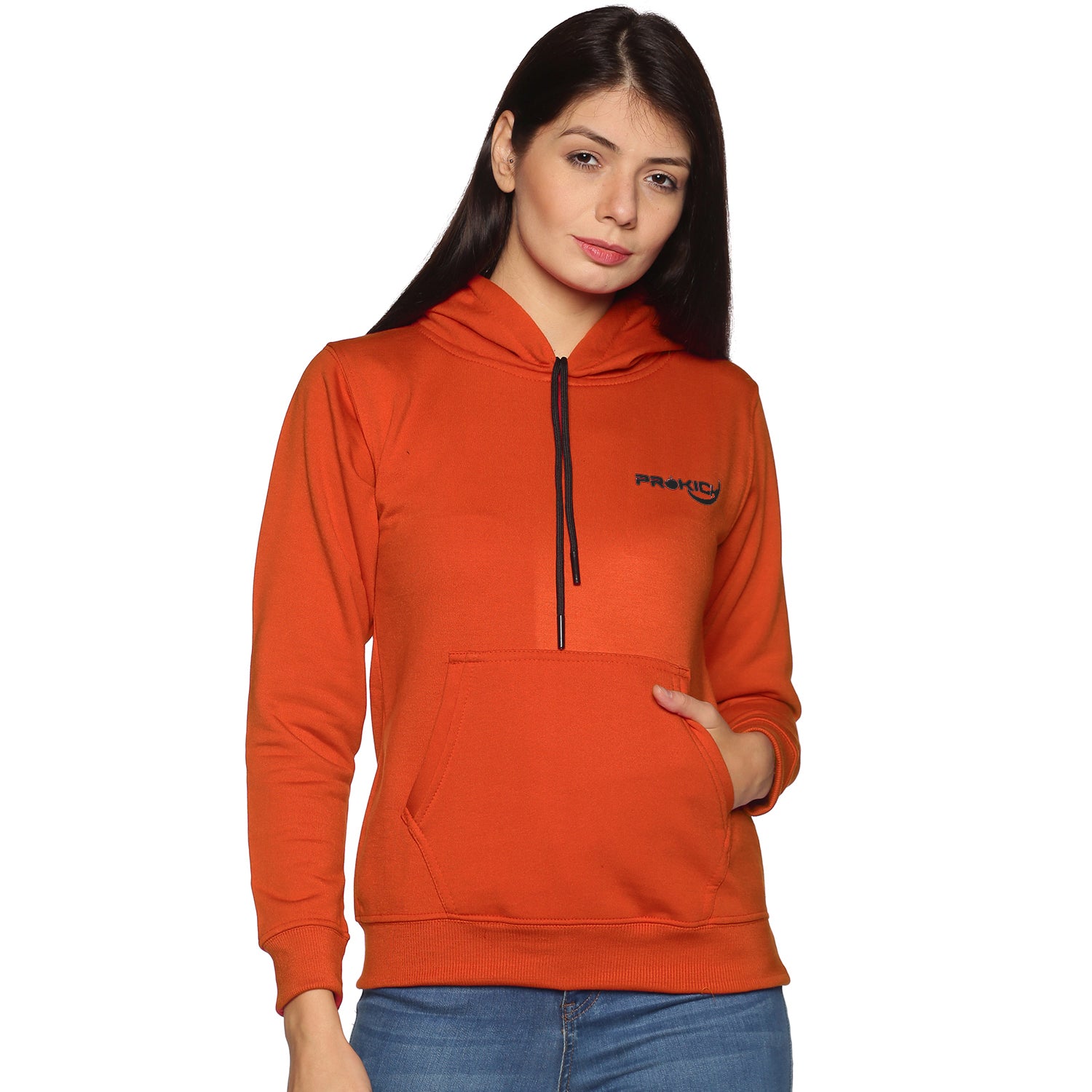 Prokick Sports Women Hooded Sweat Shirt , Orange - Best Price online Prokicksports.com