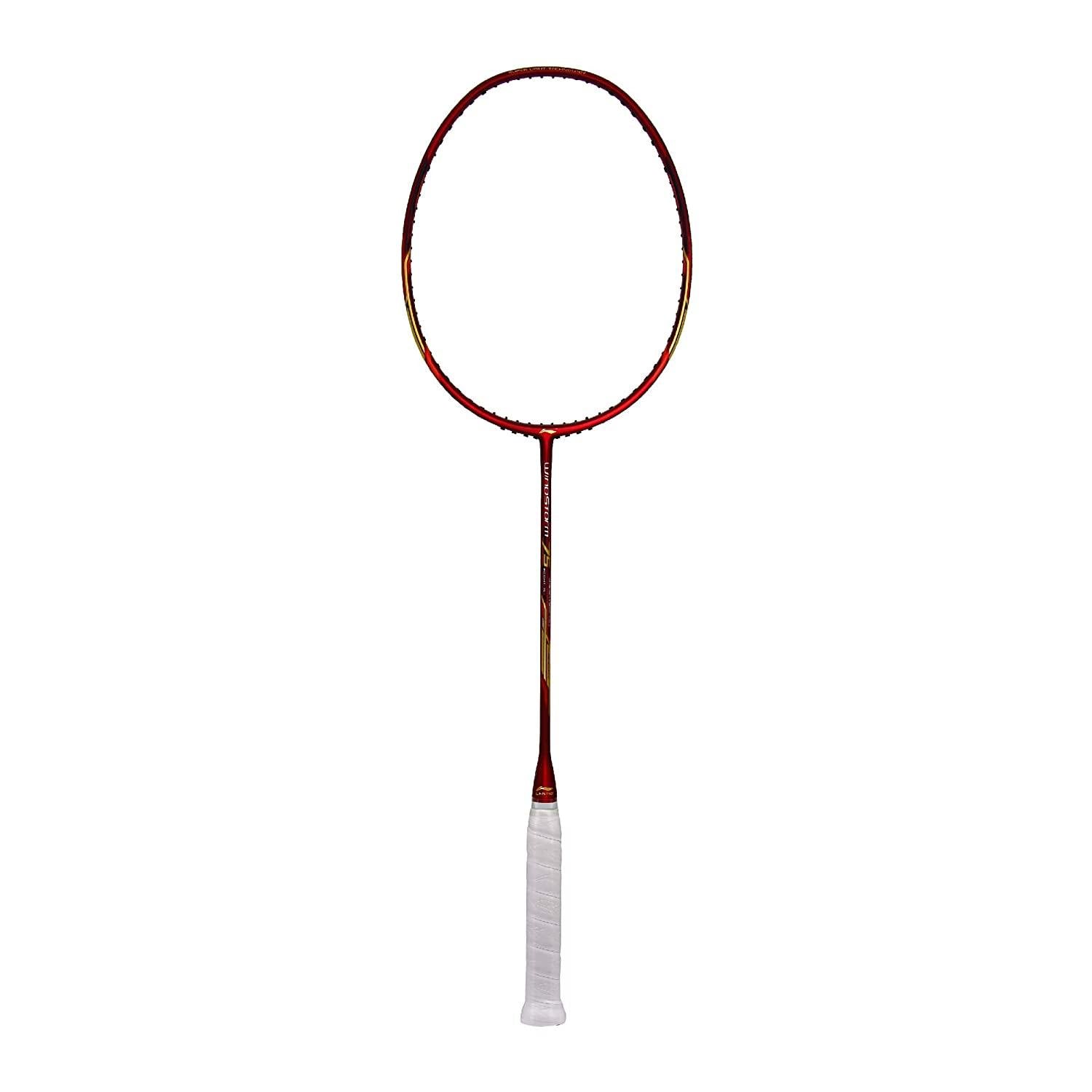 Li-Ning Windstorm 75 Carbon-Fiber Badminton Racquet Unstrung Red/Gold - Best Price online Prokicksports.com
