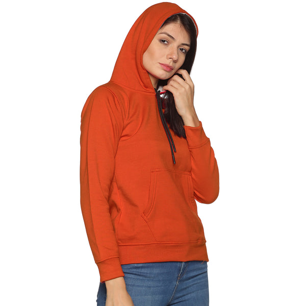 Prokick Sports Women Hooded Sweat Shirt , Orange