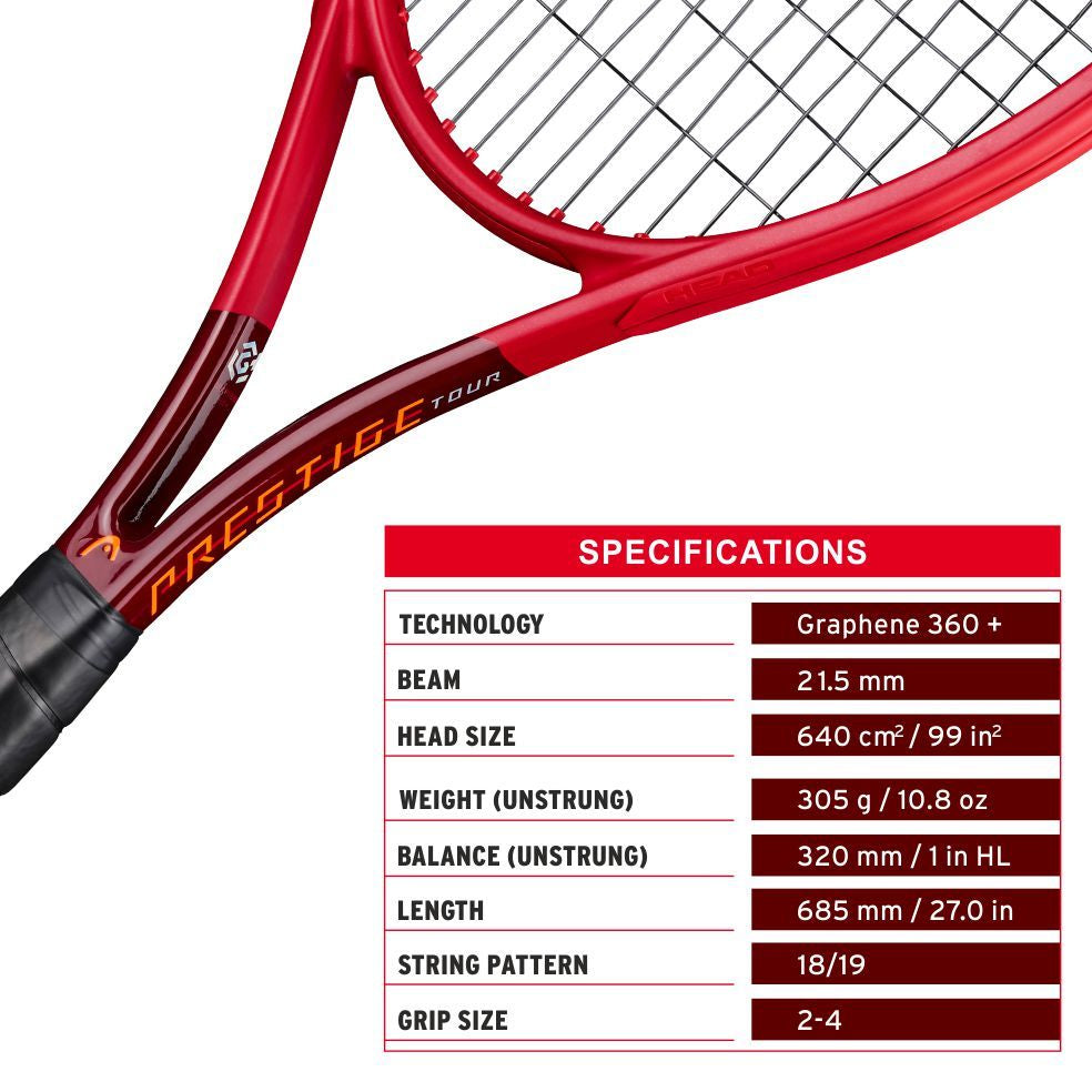 HEAD Graphene 360+ Prestige TOUR Tennis Racquet (305 Gms) - Best Price online Prokicksports.com