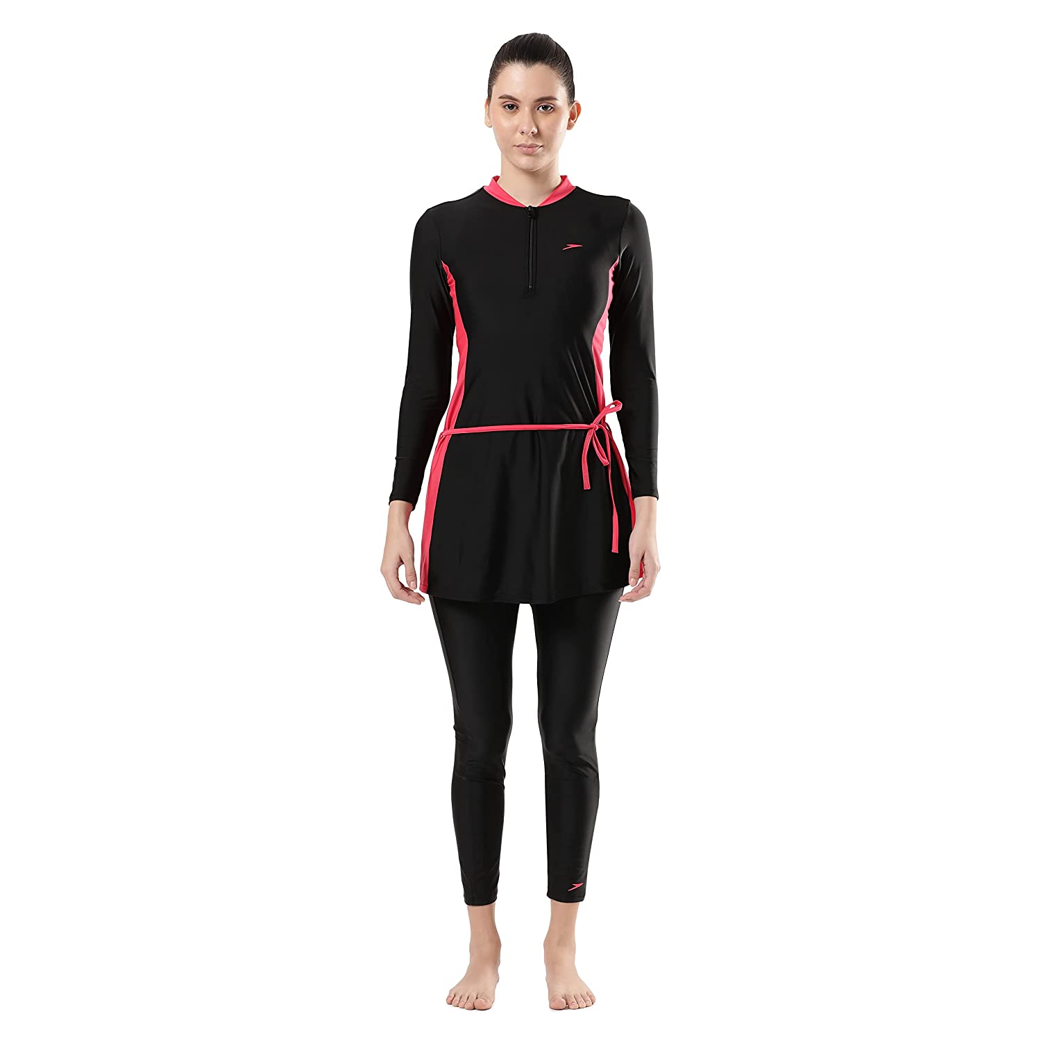 Speedo Female Two-Piece Full Body Suit For Women (Black/Raspberry Fill) - Best Price online Prokicksports.com