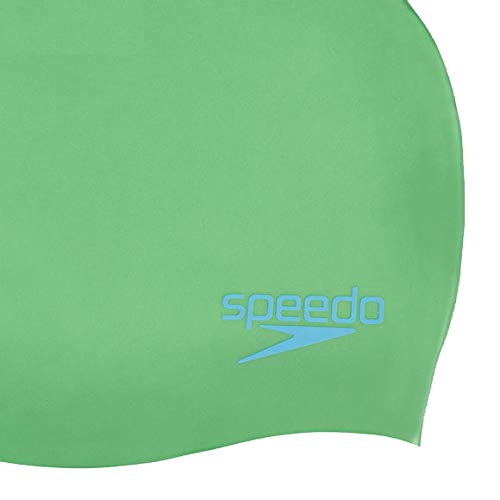 Speedo Junior Plain Moulded Silicone Cap, Green/Blue - Best Price online Prokicksports.com