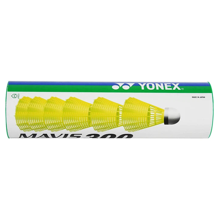 Yonex Mavis 300 Green Cap Nylon Shuttlecock (Yellow) - 10 Cans - Best Price online Prokicksports.com