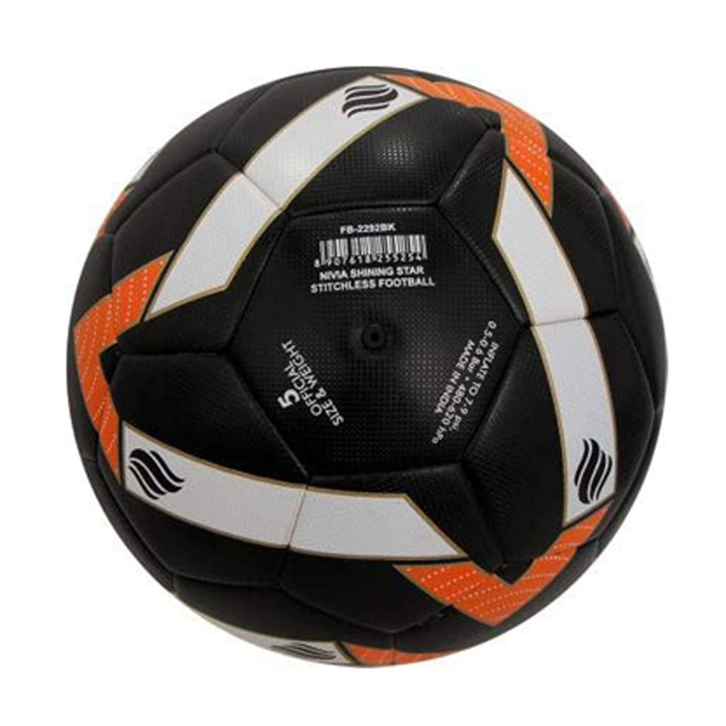 Nivia Shining Star Stichiess Football, Black/White/Orange - Size 5 - Best Price online Prokicksports.com