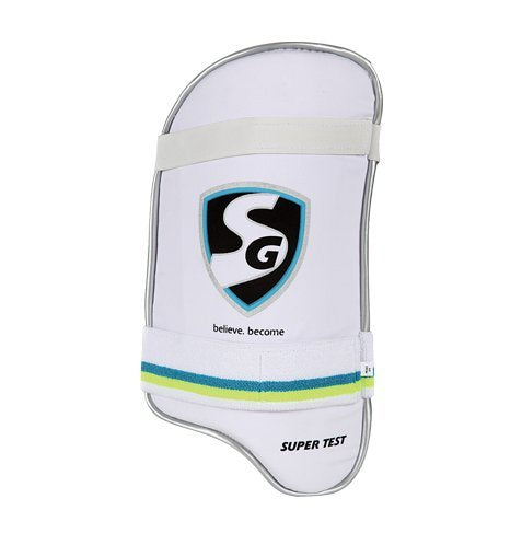 SG Super Test Right Hand Thigh Pads (White/Blue) - Best Price online Prokicksports.com