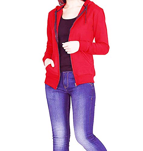 Prokick Women's Cotton Sweatshirt/Hoodie - Red - Best Price online Prokicksports.com