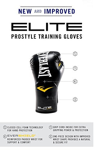 Everlast Elite Pro Style Training Boxing Gloves (14oz, Black) - Best Price online Prokicksports.com