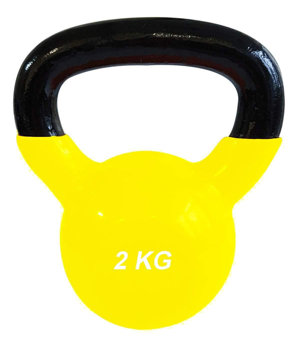 Prokick Vinyl Half Coating Kettle Bell for Gym & Workout - Yellow