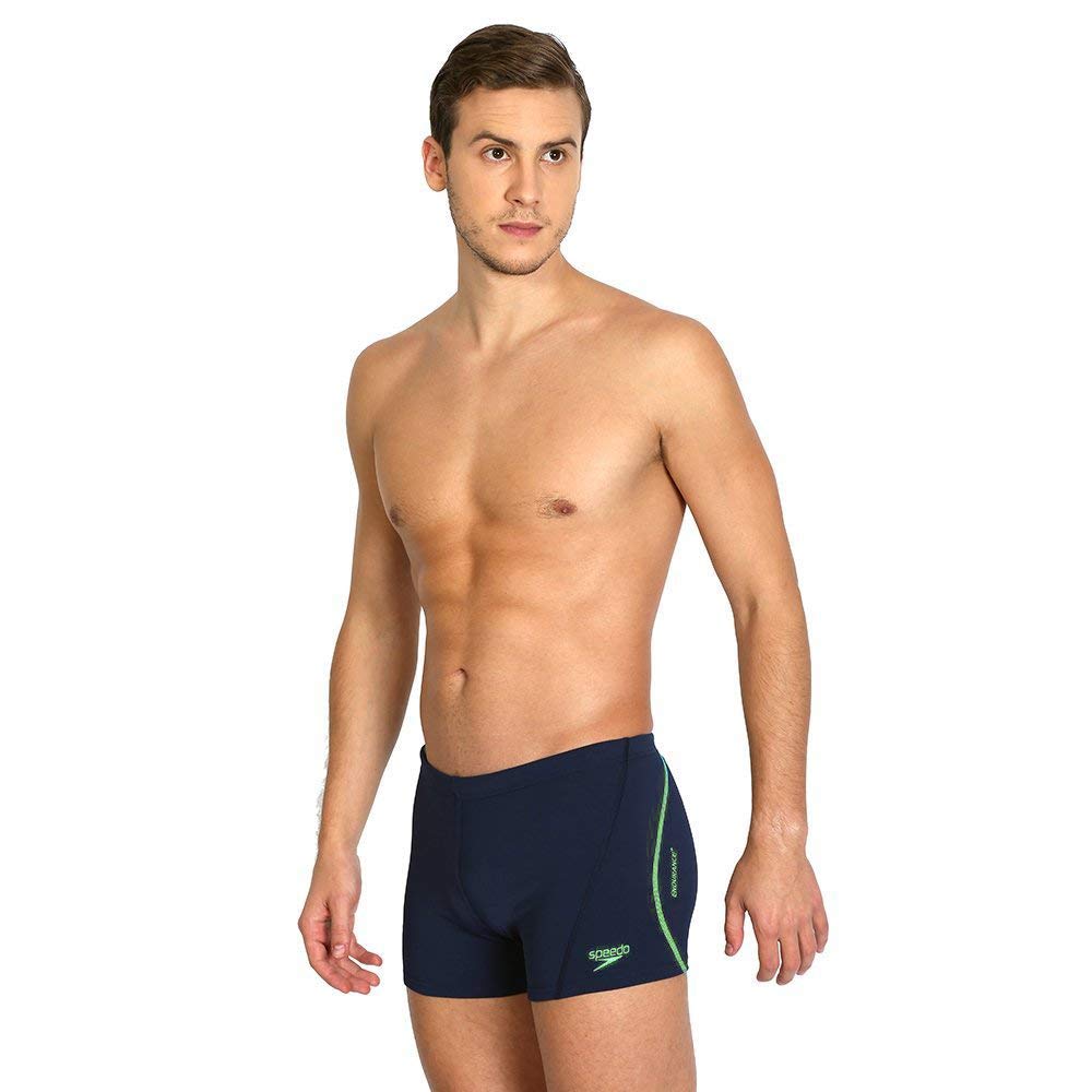 Speedo Essential Splice Swimming Aquashorts for Men, Navy/Bright Zest - Best Price online Prokicksports.com