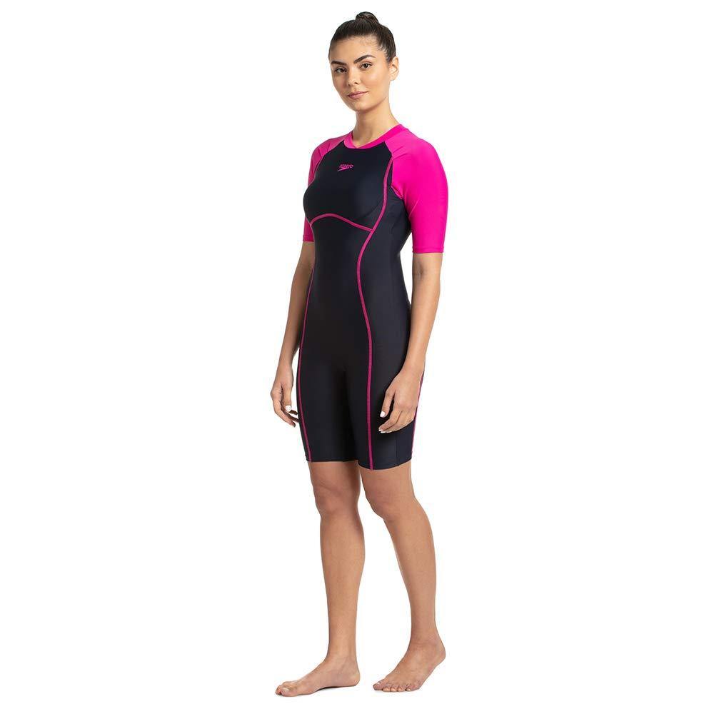 Speedo Essential Splice Knee suit Swimwear for Women True Navy/Electric Pink - Best Price online Prokicksports.com