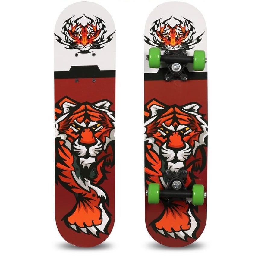 Vector X Phantom 24 Inches Wooden Skateboard, White/Brown - Tiger - Best Price online Prokicksports.com